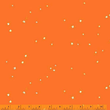 LUCKY RABBIT:  Hand-Drawn Stars-Red Orange (1/4 Yard)