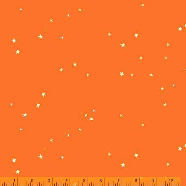 LUCKY RABBIT:  Hand-Drawn Stars-Red Orange (1/4 Yard)