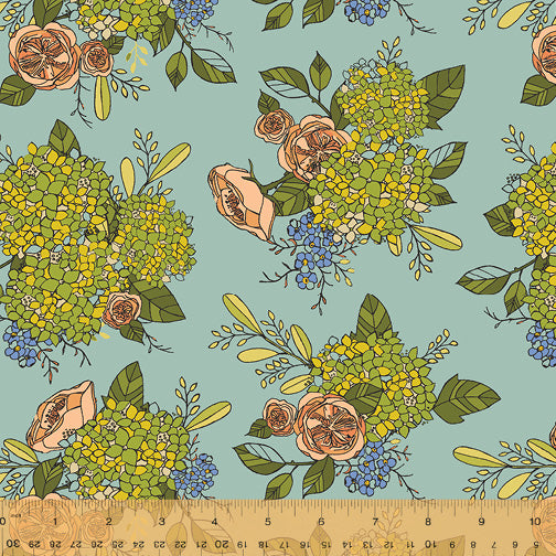 JAYE BIRD: Jayes Bouquet-Mint (1/4 Yard)