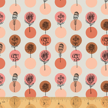 JAYE BIRD: Protea Polkas-Coral (1/4 Yard)