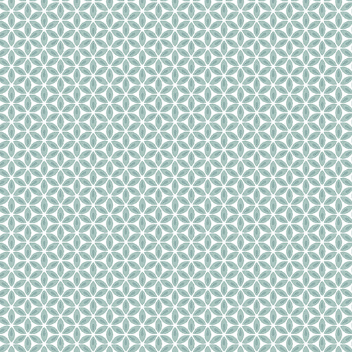 Words to Quilt By: Geo Flower in Teal/White (1/4 Yard)