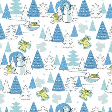 Star Wars Mandalorian: Child Snow Day-White (1/4 Yard)