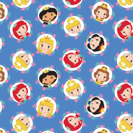 Disney: Cute Princess Frames-Blue (1/4 Yard)