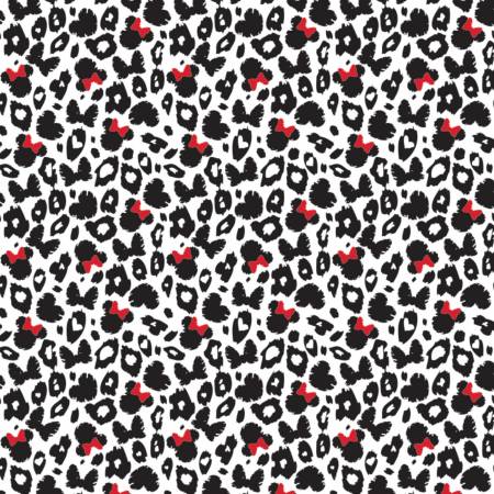Minnie Mouse Leopard Print- Black (1/4 Yard)