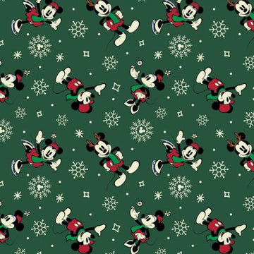 Mickey Mouse: Festive - Green (1/4 Yard)