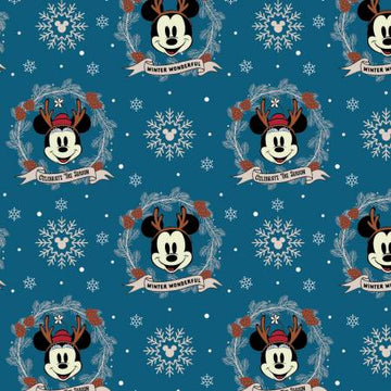 Mickey Mouse: Wreath - Navy (1/4 Yard)