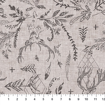 Forest Fable: Stags-Taupe (1/4 Yard)