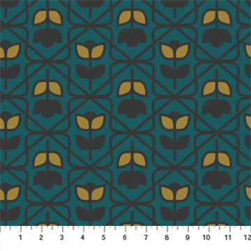 PICKLE JUICE: Tulip-Teal (1/4 Yard)