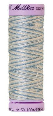 SILK-FINISH: 50wt Cotton Variegated 100m-Tranquil Blue 9810