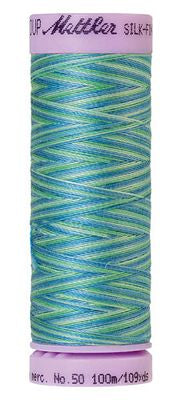 SILK-FINISH: 50wt Cotton Variegated 100m-Sea Spray 9814