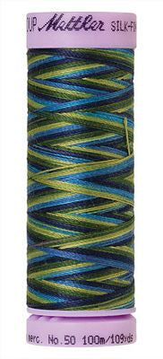 SILK-FINISH: 50wt Cotton Variegated 100m-Lakeside View 9815