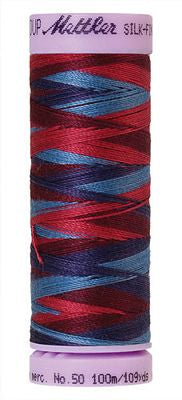SILK-FINISH: 50wt Cotton Variegated 100m-Berry Rich 9816