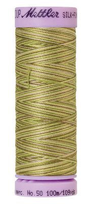 SILK-FINISH: 50wt Cotton Variegated 100m-Green Tea 9820