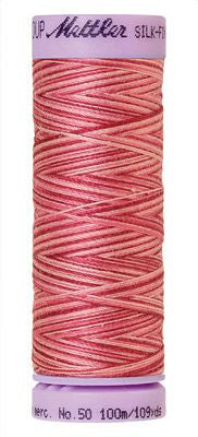 SILK-FINISH: 50wt Cotton Variegated 100m-Cranberry Crush 9846