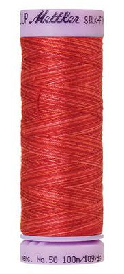 SILK-FINISH: 50wt Cotton Variegated 100m-Strawberry 9848