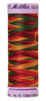 SILK-FINISH: 50wt Cotton Variegated 100m-Poppy Garden 9851