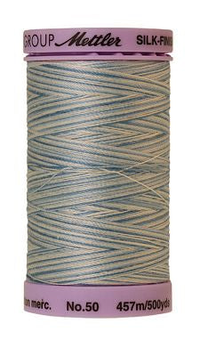 SILK-FINISH: 50wt Cotton Variegated 500m-Tranquil Blue 9810
