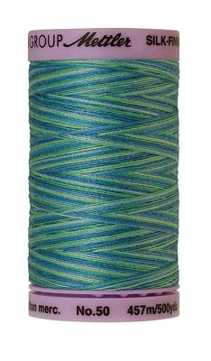 SILK-FINISH: 50wt Cotton Variegated 500m-Seaspray 9814