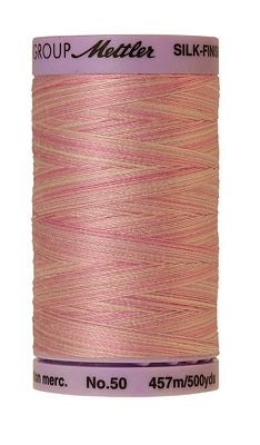 SILK-FINISH: 50wt Cotton Variegated 500m-So Soft Pink 9837