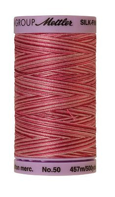 SILK-FINISH: 50wt Cotton Variegated 500m-Cranberry Crush 9846