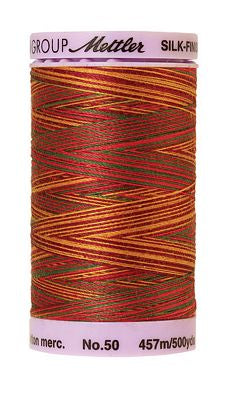SILK-FINISH: 50wt Cotton Variegated 500m-Poppy Garden 9851