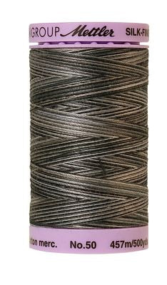 SILK-FINISH: 50wt Cotton Variegated 500m-Charcoal 9861