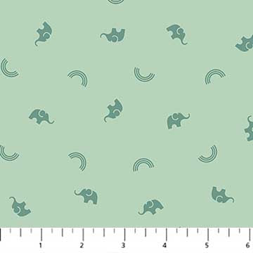 Lucky Charms Basics-Elephants and Rainbows Mint (1/4 Yard)