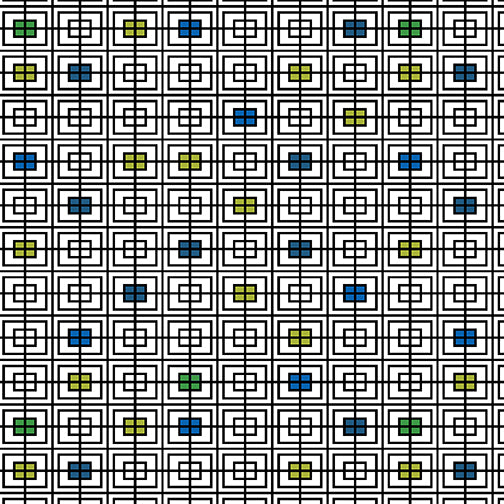 Christa Quilts: Double Square- Blue and Green (1/4 Yard)