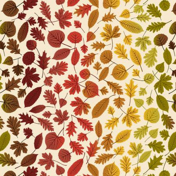 A Winters Nap: Cream Rainbow Leaves (1/4 Yard)