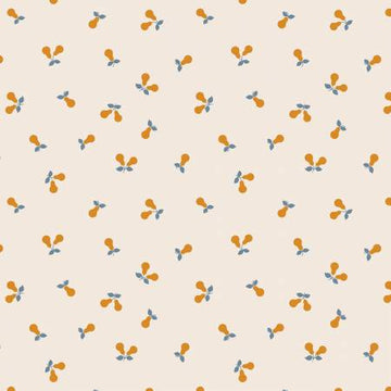 Wintertide: Cream Gold Metallic Pears (1/4 Yard)