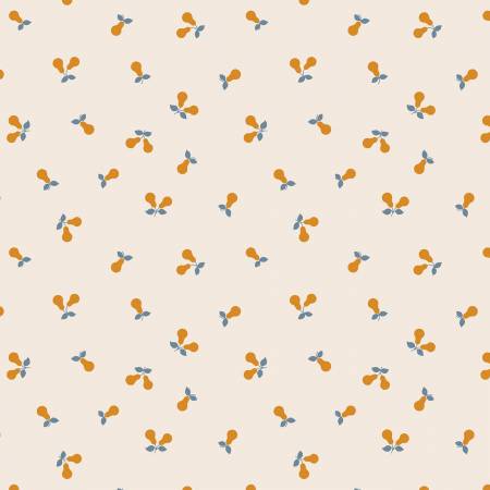 Wintertide: Cream Gold Metallic Pears (1/4 Yard)