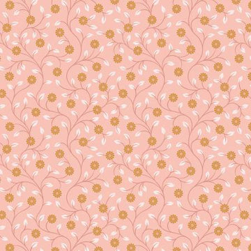 Wintertide: Pink Copper Metallic Flowers (1/4 Yard)