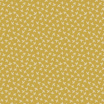 MOJOLICA: Ditzy petal on mustard (1/4 Yard)