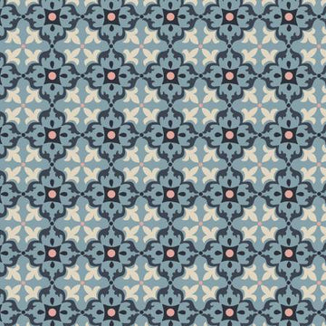 MOJOLICA: Multi tile on blue (1/4 Yard)