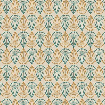 MOJOLICA: Floral stems on dark cream (1/4 Yard)