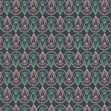 MOJOLICA: Floral stems on dark blue (1/4 Yard)