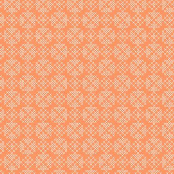 FOLK FLORAL: Cross stitch on autumn orange (1/4 Yard)