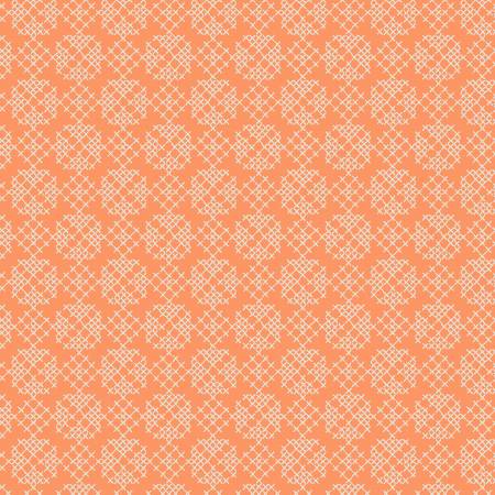 FOLK FLORAL: Cross stitch on autumn orange (1/4 Yard)