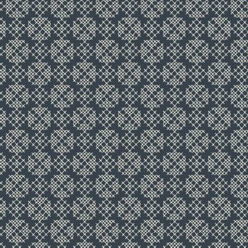 FOLK FLORAL: Cross stitch on navy blue (1/4 Yard)