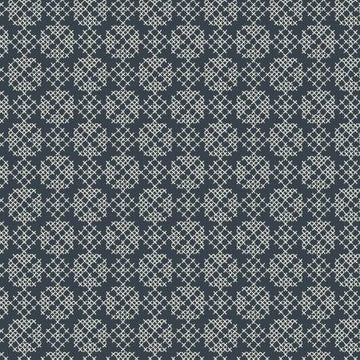 FOLK FLORAL: Cross stitch on navy blue (1/4 Yard)