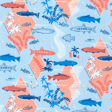 FISHERMAN'S BEND: Blue fish multi (1/4 Yard)