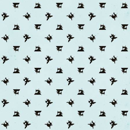 She Who Sews: Sewing Machines Aqua (1/4 Yard)