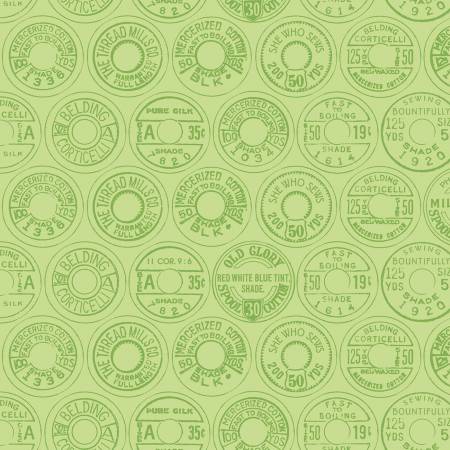 She Who Sews: Low Volume Spool Tops Green (1/4 Yard)