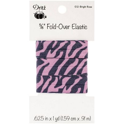 Fold Over Elastic 5/8inx1yd Bright Rose Zebra