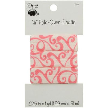 Fold Over Elastic 5/8in x1 yard Scroll Coral