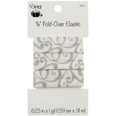 Fold Over Elastic 5/8in x1 yard Scroll Silver
