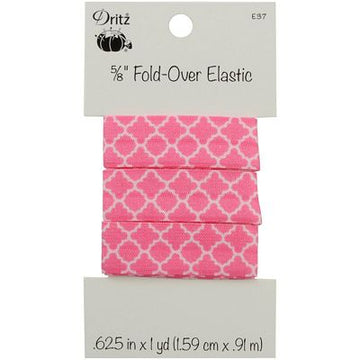 Fold Over Elastic 5/8in x1 yard Quatrefoil Pink