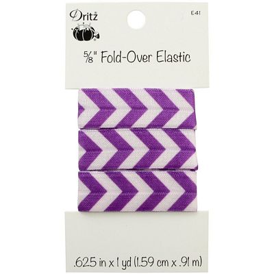 Fold Over Elastic 5/8in x1 yard Chevron Purple