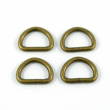 1/2in D-rings in Antique Brass