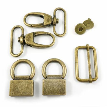 Emmaline Bags:  Double Flip Shoulder Bag Hardware Kit-Antique Brass